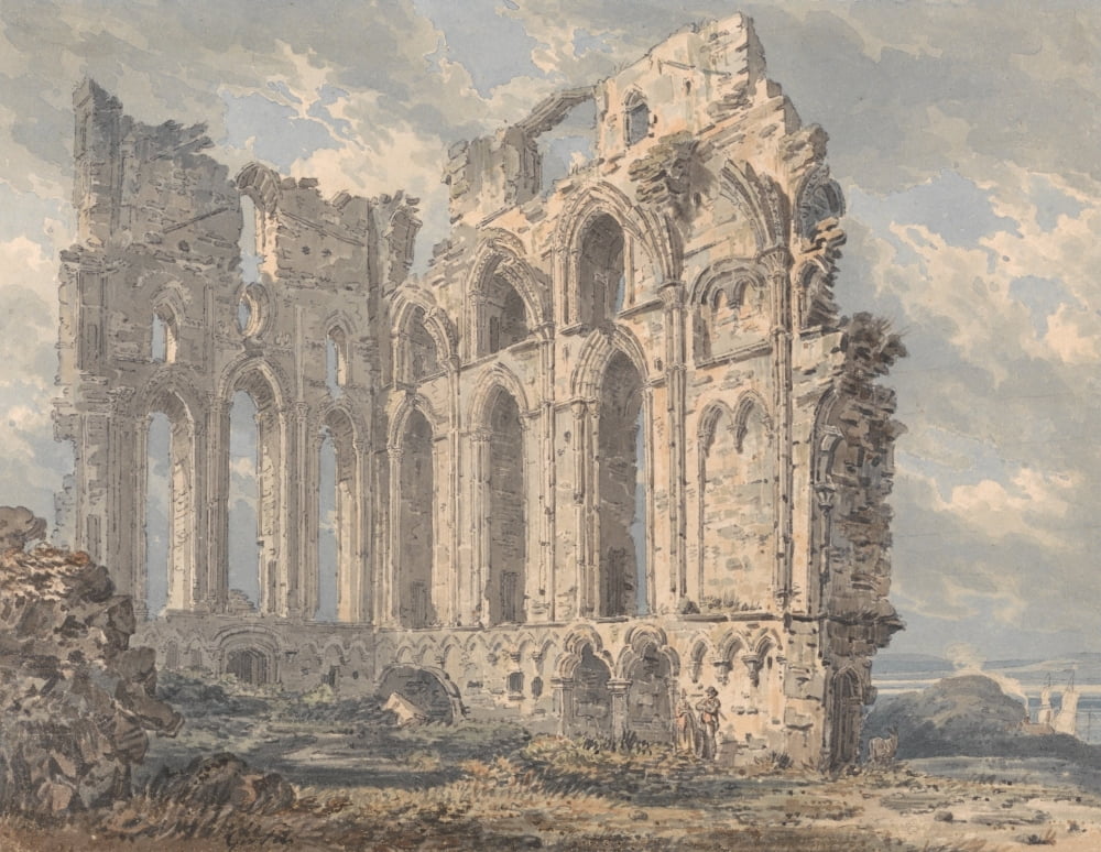 Tynemouth Priory Northumberland c1793 Canvas Art - Thomas Girtin (18 x 24)