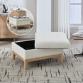 thumbnail image 1 of Tynzuro Rectangular Boucle Storage Ottoman with Reversible Lid for Living Room, Ivory-Natural Wood, 1 of 6