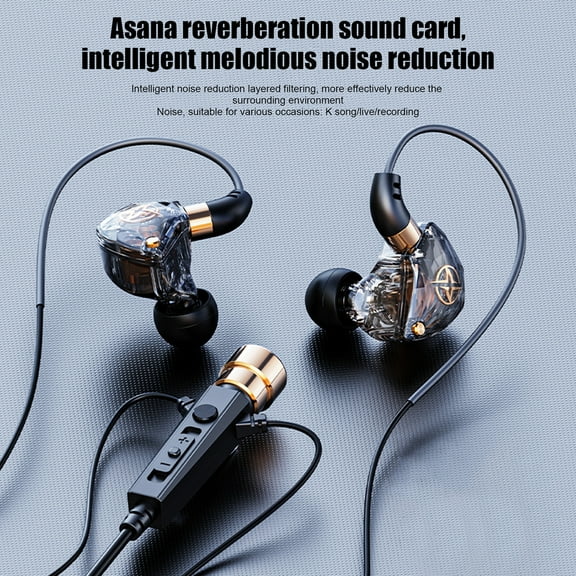 Typ-c Wired Headset With Microphone Noise-canceling Earbud In-ear Headphones For Live Singing Recording