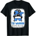 thumbnail image 1 of Type 1 Diabetes T1D Warrior Blue Ribbon Diabetes Awareness T-ShirtMen's and women's gift, black and white T-shirt, size: Extra large S-4XL, 1 of 4