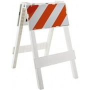 Type 1 Folding Barricade, Leg Frame, Polypropylene, 40 in H x 24 in W, Engineer, Orange/White