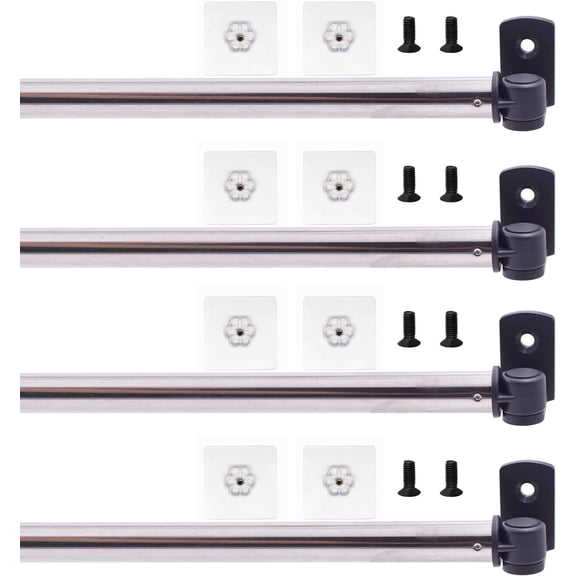 Type A 16" - 28" Self Adhesive Curtain Rod No Drilling Cupboard Bars Petite Cafe Self Adhesive Window Curtain Rod Cafe Sidelight Sash Rods W Seflf Adhesives (Black-4)