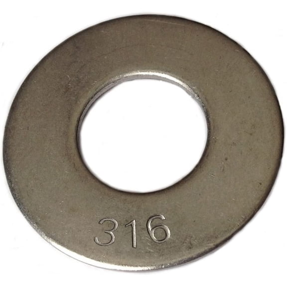Type 316 Stainless Steel Common Flat Washers Size 1/4" (pack of 100pcs) Marine Bolt Supply