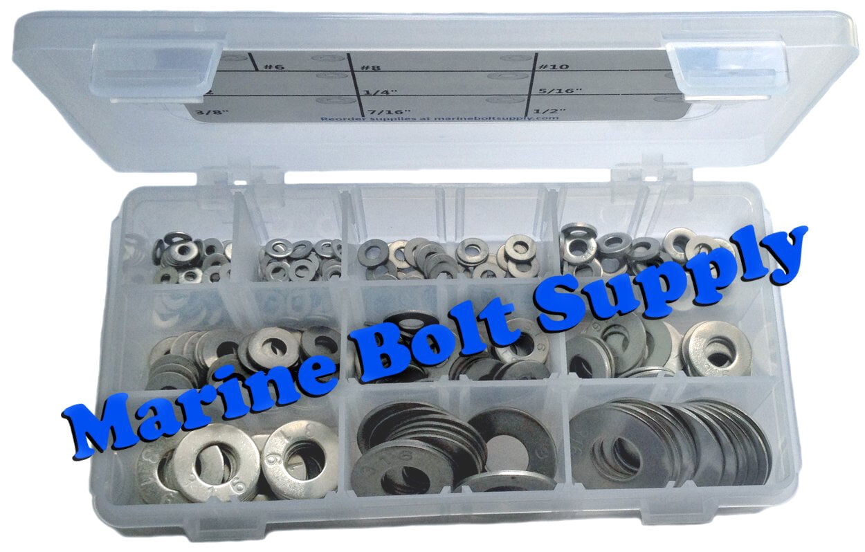 Type 316 Stainless Steel Flat Washer Assortment Kit Marine Grade Stainless