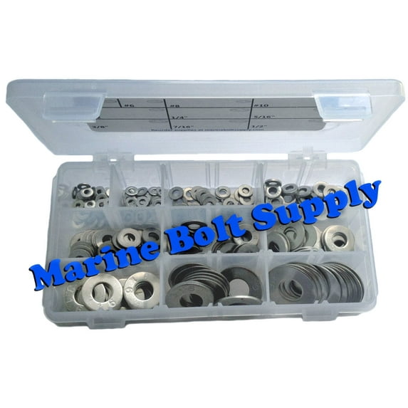Type 316 Stainless Steel Flat Washer Assortment Kit Marine Grade Stainless
