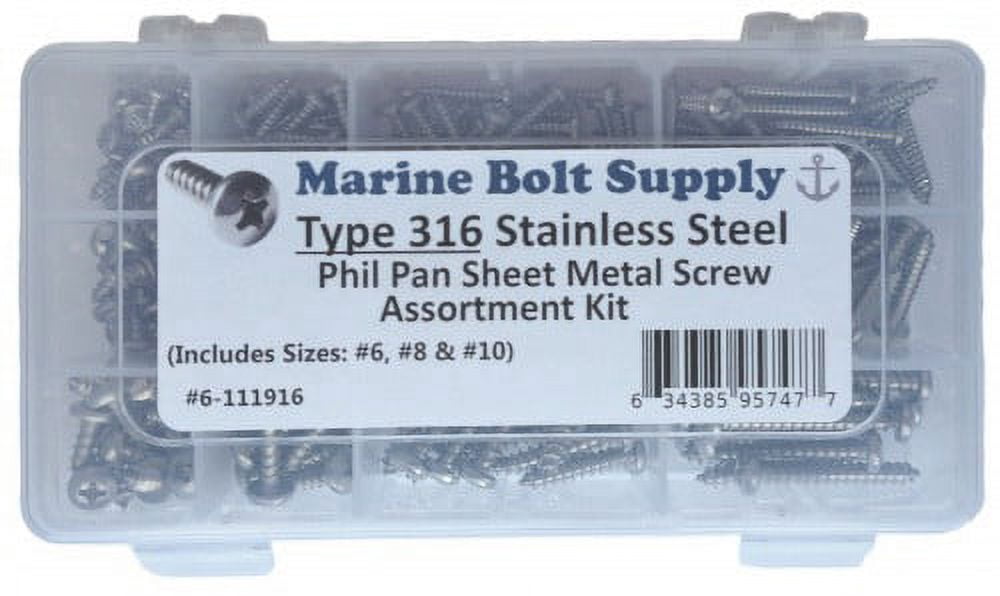 Marine Bolt Supply 18-8 Stainless Steel Thin/Jam Nut Assortment Kit – 160 Pieces, 8 Sizes (Coarse & Fine)