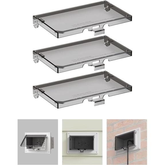 Type 3r Enclosure Cover, DBHC-1 Outdoor Outlet Cover for Wet Locations (Horizontal), Electrical Box Replacement Cover for DBHS1C/DBHR1C/DBHM1C/DBHR141C in Box Electrical Outlet Box - Clear(3-Pack)