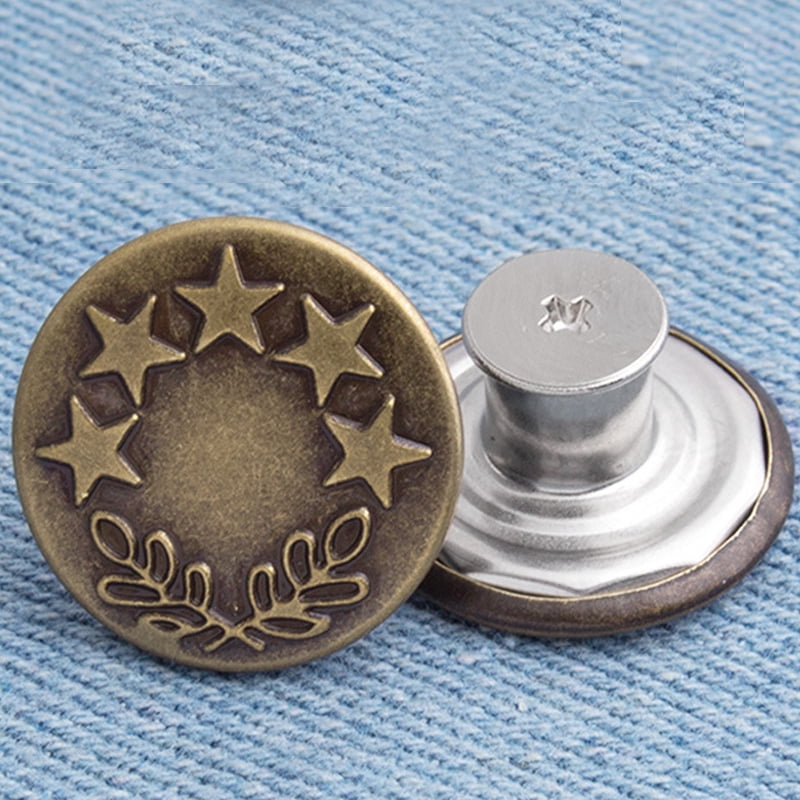 Type 6 10pcs Jeans Button Replacement 20mm 17mm Instant No Sew Metal