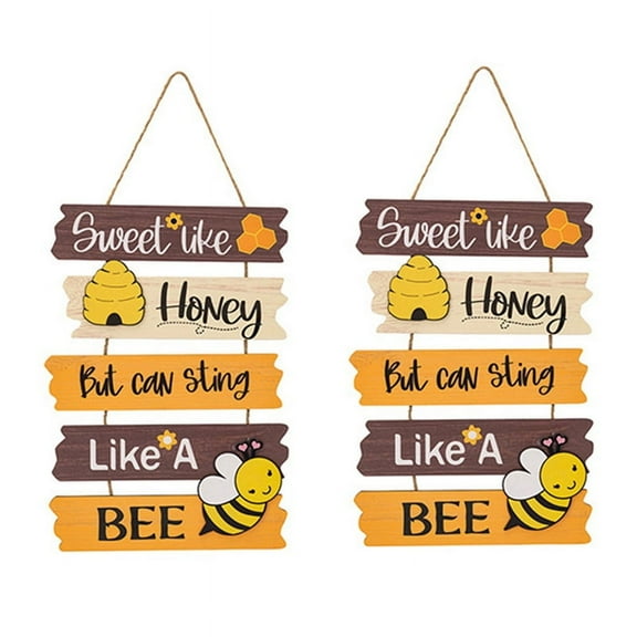 Type A Home Door Decoration, Bee Kindness Bee Happy Thanksgiving Bee Welcome Sign Front Door Decoration,2 x Bee Day Decoration