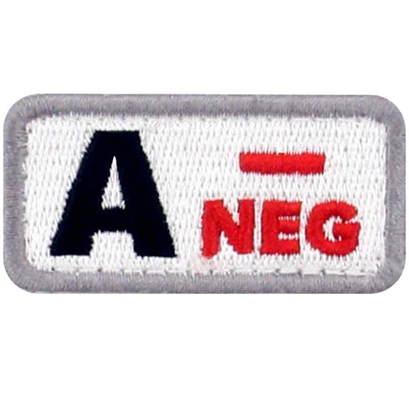Type A Negative Tactical Blood Type Patch Embroidered Morale Applique Fastener Hook And Loop Emblem, Black And Red