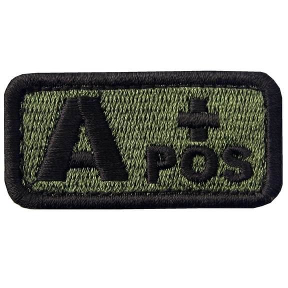 Type A Positive Tactical Blood Type Fastener Hook And Loop Patch, Green And Black