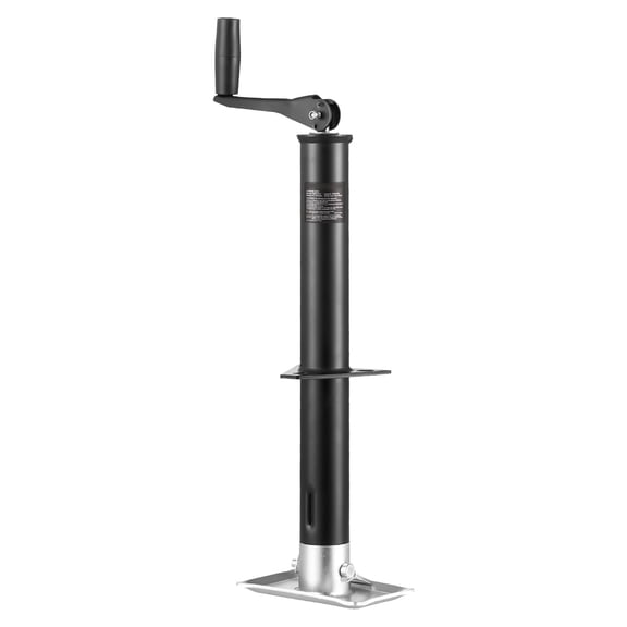 Type A Trailer Jack 2000 lb - 15 Vertical Stroke with Handle and Rectangular Floor Pads for RVs, Horse Trailers, Utility Trailers, Yacht Trailers