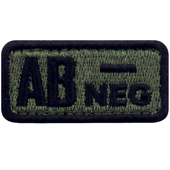 Type Ab Negative Tactical Blood Type Patch Embroidered Morale Applique Fastener Hook And Loop Emblem, Green And Black