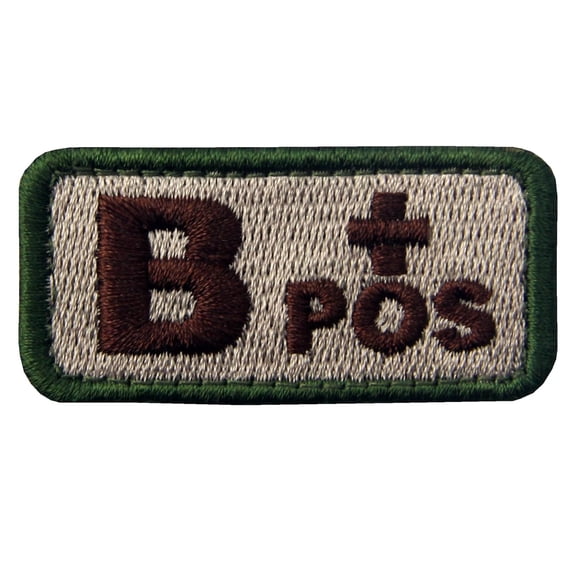 Type B Positive Tactical Blood Type Fastener Hook And Loop Patch, Khaki And Green