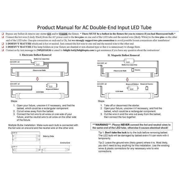 Type B & Rotatable F13T5/CW LED Tube Light - 21-Inch 6W (13W Equivalent), Cool White 4000K, Double-End Powered, Frosted Cover- 110/120VAC (Not-a-Plug-and-Play)