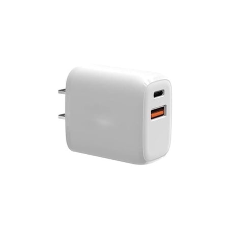 Type-C & 1 USB Type-A Port Wall Charger, White