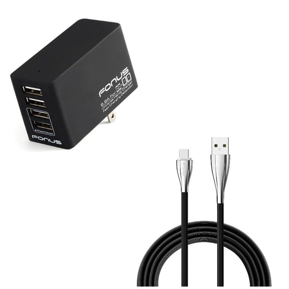 Type-C 10ft USB Cable w 34W Home Charger K6Y for RED Hydrogen One - Samsung Galaxy Tab S3 9.7 S9 Plus, S8+ S8, S10e S10 Plus active 5G Note 9 8 A9 A50 - Sonim XP8 XP3 - Sony Xperia XZs XZ3 XZ1