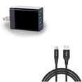 thumbnail image 1 of Type-C 10ft USB Cable w 34W Home Charger N1W for Blackberry Key2 LE - BLU G9, Vivo XI Plus 5 - CAT S61 S48c - Coolpad Legacy - Essential Phone (PH-1) - Google Pixel XL 3a XL 3 XL 2 XL, 1 of 10
