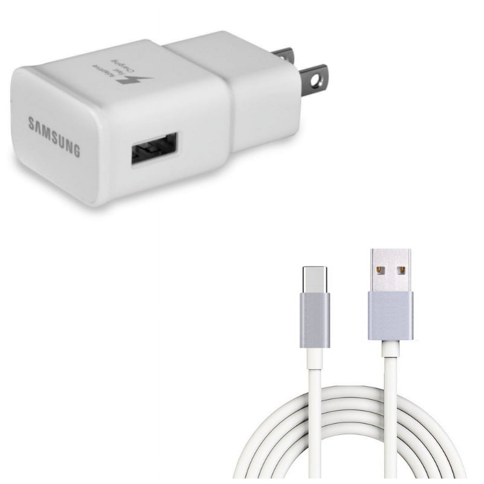 Type-C 10ft USB Cable w Adaptive Fast Home Charger R1A for LG G7 ThinQ, Stylo 4 - Motorola One, Moto Z4 Z3 Play Z2 Play Z Play Droid Force Droid X4 G7 Power Play G6 - Nokia 8, 7.1, 3.1 Plus