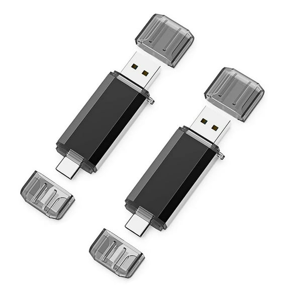 KEXIN Type-C 128G 2-in-1 USB Flash Drive, OTG Memory Photo Stick, Flash Pen Drive for Android / PC / Mac, Black, 2 Pack