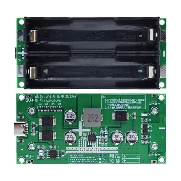 Type-C 15W 3A 18650 Lithium Battery Charger Module DC-DC Step Up Booster Fast Charge UPS Power Supply / Converter 5V 9V 12V