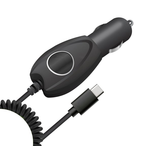 Type-C 15W Car Charger for Samsung Galaxy Z Flip4 Phone - Power Adapter DC Socket USB-C Coiled Y8M Compatible With Galaxy Z Flip4
