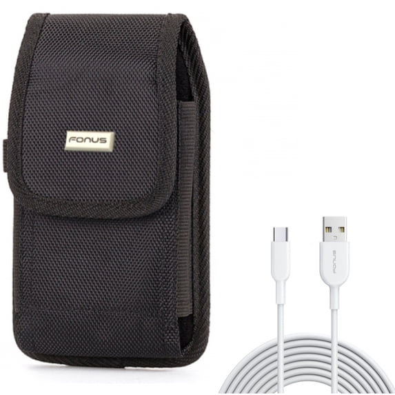 Type-C 6ft USB-C Cable w Swivel Case Belt Clip for Samsung Galaxy A73 5G,A53 5G,A33 5G Phones - Fast Charger Cord Power Wire, Holster Rugged Cover Pouch