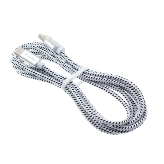 Type-C 6ft USB Cable for Amazon Fire Max 11 (2023) - Charger Cord Power Wire USB-C Long Braided Fast Charge Sync White Compatible With Amazon Fire Max 11 (2023) Tablet