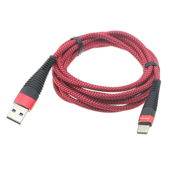 Type-C 6ft USB Cable for Amazon Fire Max 11 (2023) - Charger Cord Power Wire USB-C Long Red Braided Fast Charge Sync High Speed Compatible With Amazon Fire Max 11 (2023) Tablet