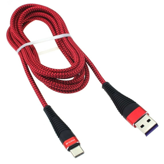 Type-C 6ft USB Cable for Orbic Myra 5G UW, Magic 5G Phones - Charger Cord Power Wire USB-C Long Red Braided X2V