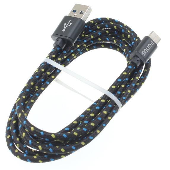 Type-C 6ft USB Cable for Samsung Galaxy Note 10/Plus - Charger Cord Power Wire USB-C Long Braided Fast Charge Sync Black B5G