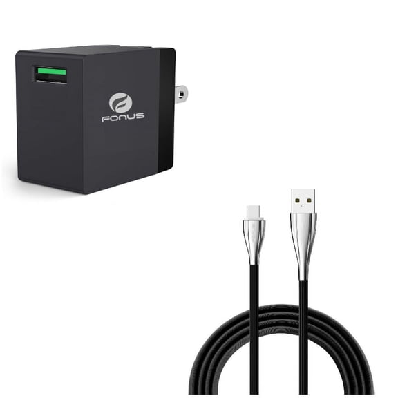 Type-C 6ft USB Cable w 18W Fast Home Charger for OnePlus 9, Nord N200 5G/N100/N10 5G, Pro Phone - Charger Cord Power Wire, USB Quick Charge Port Z1V for OnePlus 9, Nord N200 5G/N100/N10 5G, Pro