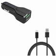 thumbnail image 1 of Type-C 6ft USB Cable w 30W Car Charger for OnePlus 9, Nord N200 5G/N100/N10 5G, Pro Phone - Charger Cord Power Wire, 2-Port USB Power Adapter D6K for OnePlus 9, Nord N200 5G/N100/N10 5G, Pro, 1 of 11