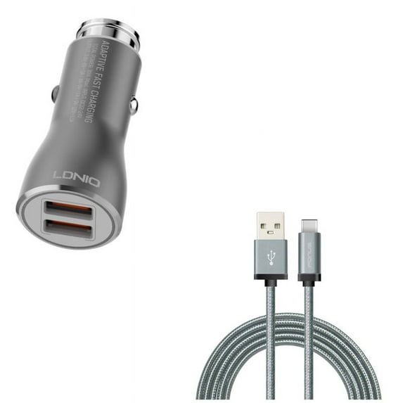 Type-C 6ft USB Cable w 36W Fast Car Charger for Google Pixel 6/Pro - Charger Cord Power Wire, 2-Port USB Type-C Cable Power K4P Compatible With Google Pixel 6/Pro