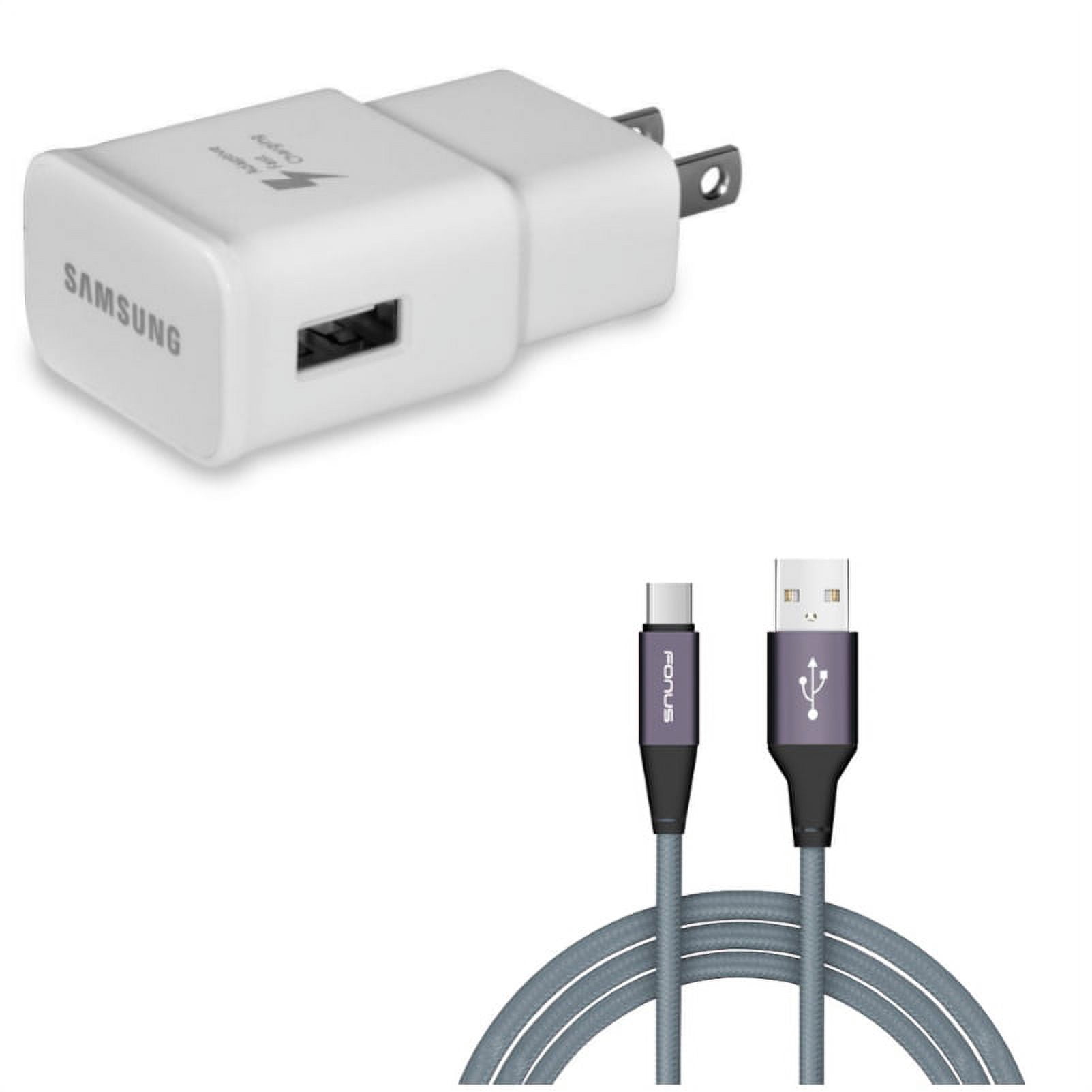 Type-C 6ft USB Cable w Adaptive Fast Home Charger J9Y for LG G7 ThinQ, Stylo 4 - Motorola One, Moto Z4 Z3 Play Z2 Play Z Play Droid Force Droid X4 G7 Power Play G6 - Nokia 8, 7.1, 3.1 Plus
