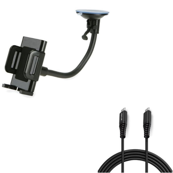 Type-C [C-to-C] 10ft USB Cable w Dash Car Mount for Samsung Galaxy A72 5G/A52 5G/A42 5G/A32 5G/A12 5G - Charger Cord Power, Windshield G2A Compatible With Galaxy A72 5G/A52 5G/A42 5G/A32 5G/A12 5G