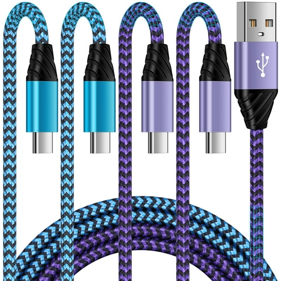 Type C Cable, USB C Cables Cord 6FT Hootek 4 Pack Type C Charging Cable USB Cable USB C to USB A Cord Android Cables Type C Charging Cords Phone Cables Fast charging cable for Samsung, Blue+Purple