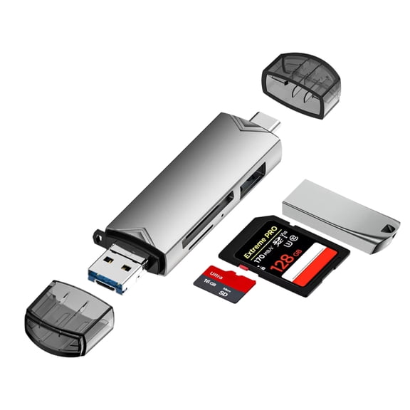Type C Card Reader - 6 - in - 1 USB Hub with Flash Card Reader | High - Speed USB Card Adapter for Smartphones, Tablets, and Computers