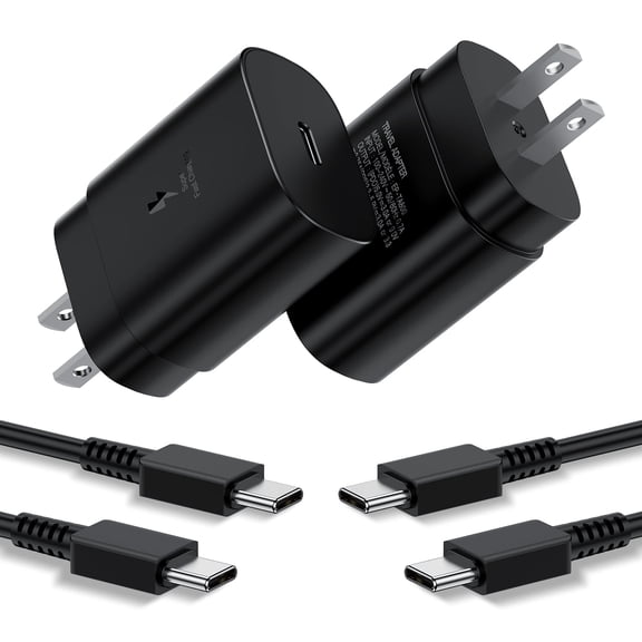 Type C Charger, 25W USB C Super Fast Charger with 6ft Type C Cable Compatible with Galaxy S26/S25/S24/S23 Ultra/S23/S23 /S22 S21 S20 Ultra/S22 /S21 / Ultra/S20/S20 , Android, 2 Pack