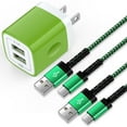 thumbnail image 1 of Type C Charger Block,2.1A 2 Port Charging Block with 2pcs 6FT USB C Cable,USB Wall Charger Adapter Plug Fast Charging Station Power Base w/Type C Charging Cable Compatible for Sumsung, Android,Green, 1 of 8