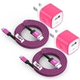 thumbnail image 1 of Type C Charger Block, 2 Pack Charging Block with 10FT USB C Cable, USB Wall Charger Adapter Plug Fast Charging Station Power Base with Type C Charging Cable Compatible for Samsung Android, Pink, 1 of 7