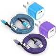 thumbnail image 1 of Type C Charger Block, 2 Pack Charging Block with 10FT USB C Cable, USB Wall Charger Adapter Plug Fast Charging Station Power Base with Type C Charging Cable Compatible for Samsung Android, Mixed, 1 of 7