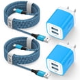 thumbnail image 1 of Type C Charger, 2 Pack USB Wall Charger with 6FT Type C Charging Cable Cord USB-C Charging Cable, Dual Port Phone Charger Android Fast Charger Block USB Plug Adapter USB Charging Block[Blue], 1 of 8