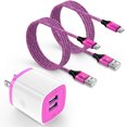 thumbnail image 1 of Type C Charger Block, Dual Port Wall Charger Adapter with 2pcs Type C Charging Cable 6FT, USB C Charger Fast Charging USB Brick Cube Power Base Charger Station Compatible for iPhone Samsung, Pink, 1 of 8