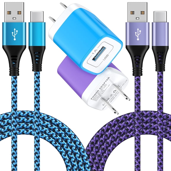 Type C Charger Block,with 2PACK Android Charger Fast Charging Cable 6ft 5V/1A HopePow Usb Charger Block Wall Adapter Plug Brick Phone Chargers for Android Phone Type C