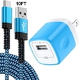 thumbnail image 1 of Type C Charger Block,with 3A Android Charger Fast Charging Cable 10ft 5V/1A Usb Charger Block Wall Adapter Plug Brick Phone Chargers for Android Phone Charger Block Type C,Blue, 1 of 5