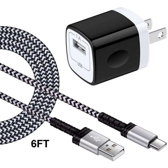 Type C Charger Block,with 3A Android Charger Fast Charging Cable 6FT 5V/1A Usb Charger Block Wall Adapter Plug Brick Phone Chargers for Android Phone Charger Block Type C