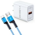 thumbnail image 1 of Type C Charger Fast Charging 18W Charger Adapter with USB C Cable 6FT Fast Charging Nylon Braided Type C Charger Cable for Samsung, Blue, 1 of 7