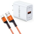 thumbnail image 1 of Type C Charger Fast Charging 18W Charger Adapter with USB C Cable 6FT Fast Charging Nylon Braided Type C Charger Cable for Samsung, Orange, 1 of 7