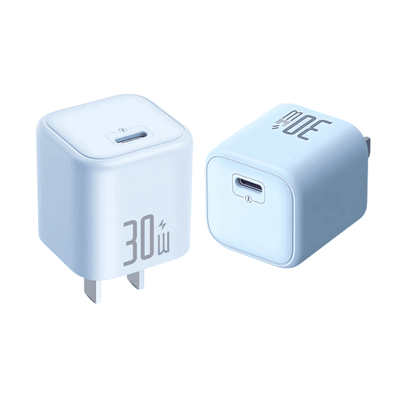 Type C Charger Fast Charging, 2-Pack 30W USB C Wall Plug with GaN Technology, Compatible with iPhone 17 16 15 14 Pro Max, iPad, AirPods,Samsung Galaxy S24/S23 Series(Blue)